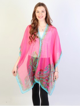 Reversible Pearl Chiffon Top with Paisley Border